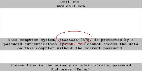 Dell 2a7b primary or administrator password
