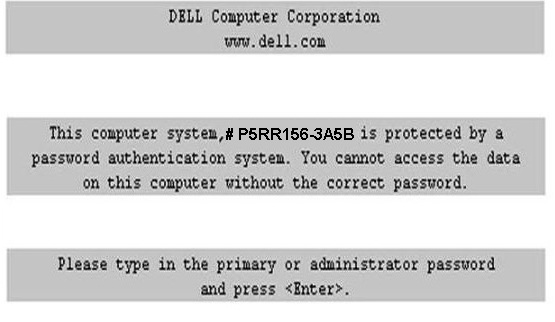 Dell 3A5B primary or administrator password
