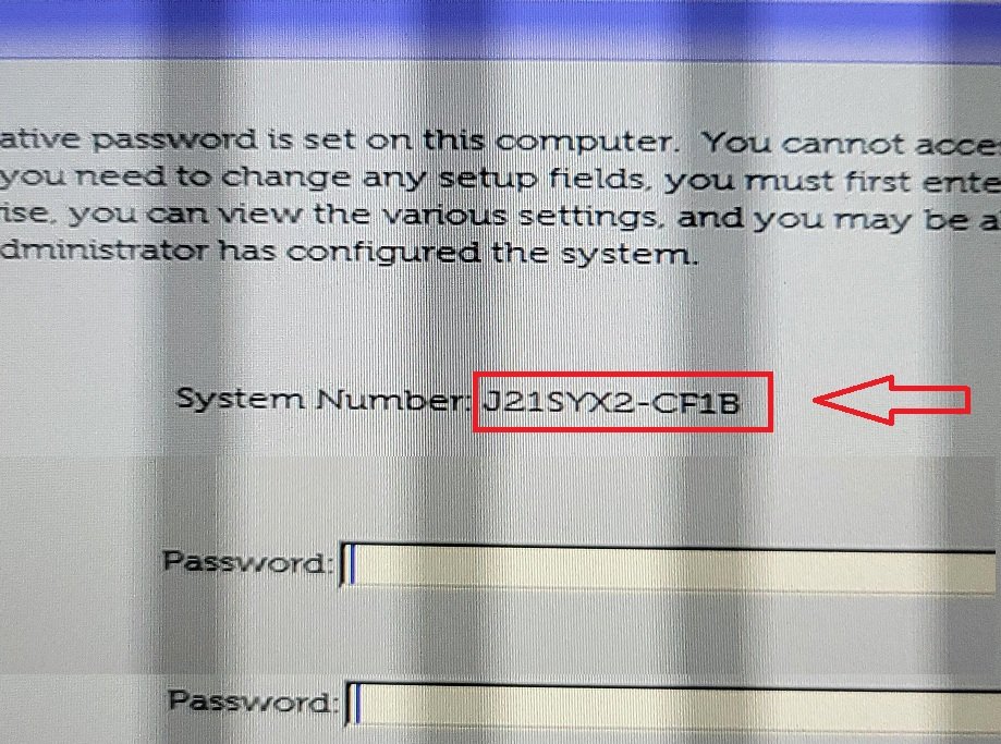 Dell CF1B bios master password